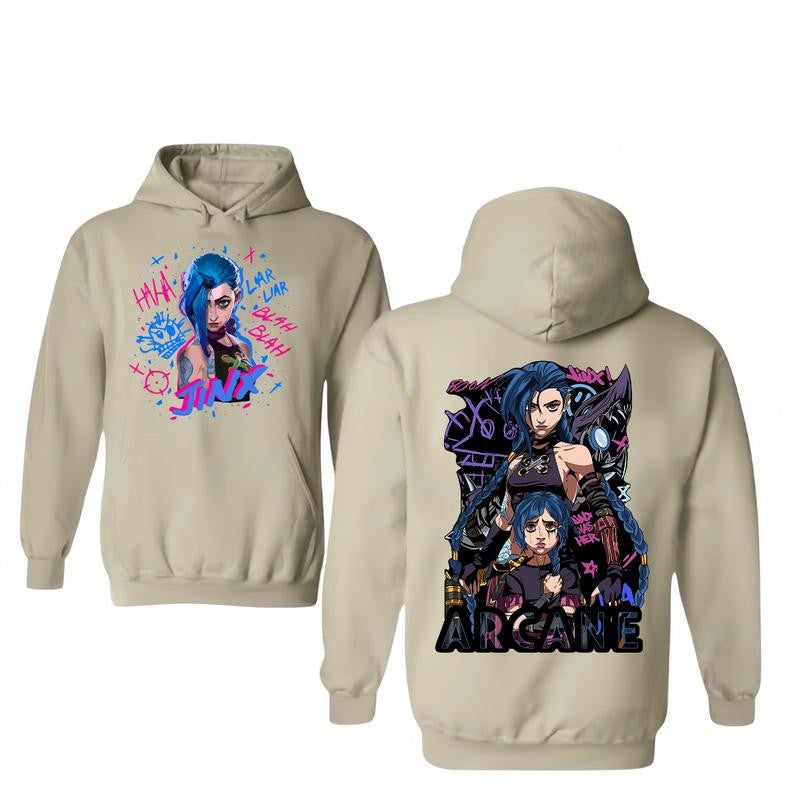 Arcane Jinx T-Shirt/Hoodie Vi League of Legends New Season Unisex T-Shirt/Hoodie, Unisex for Man and Women, 100% Cotton, LOL Tee