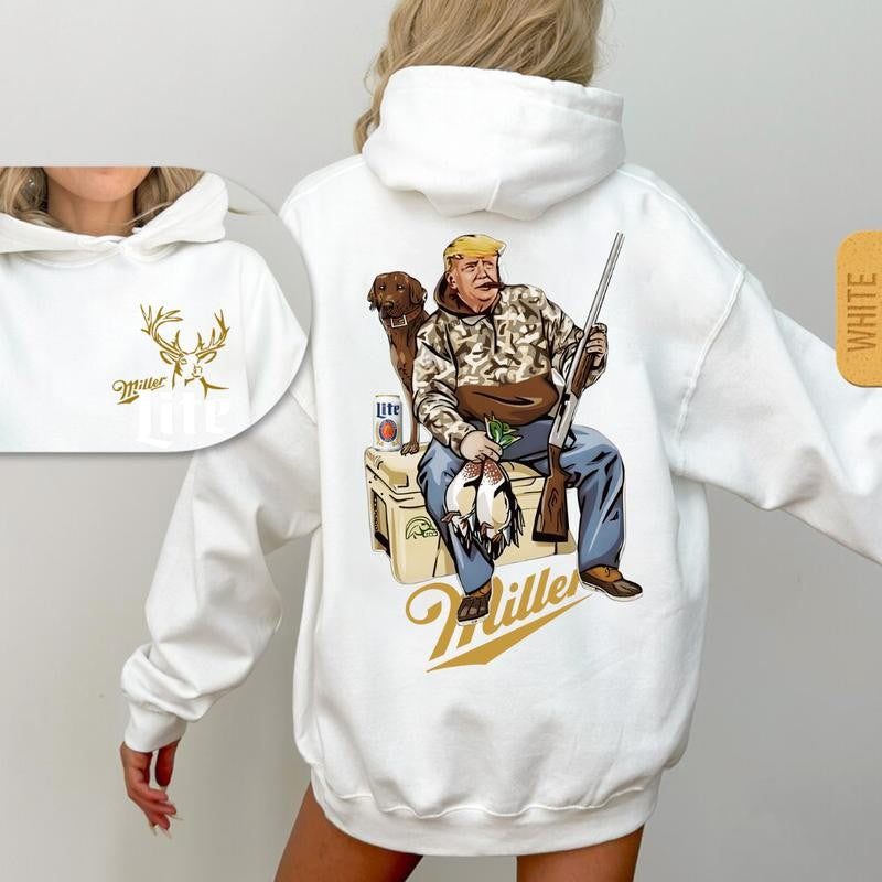 Hunter Trum With Miller Lite 2 Siders Hoodie & Sweatshirt, Unisex Sport Hoodie & Sweatshirt Fashion Crewneck Comfort