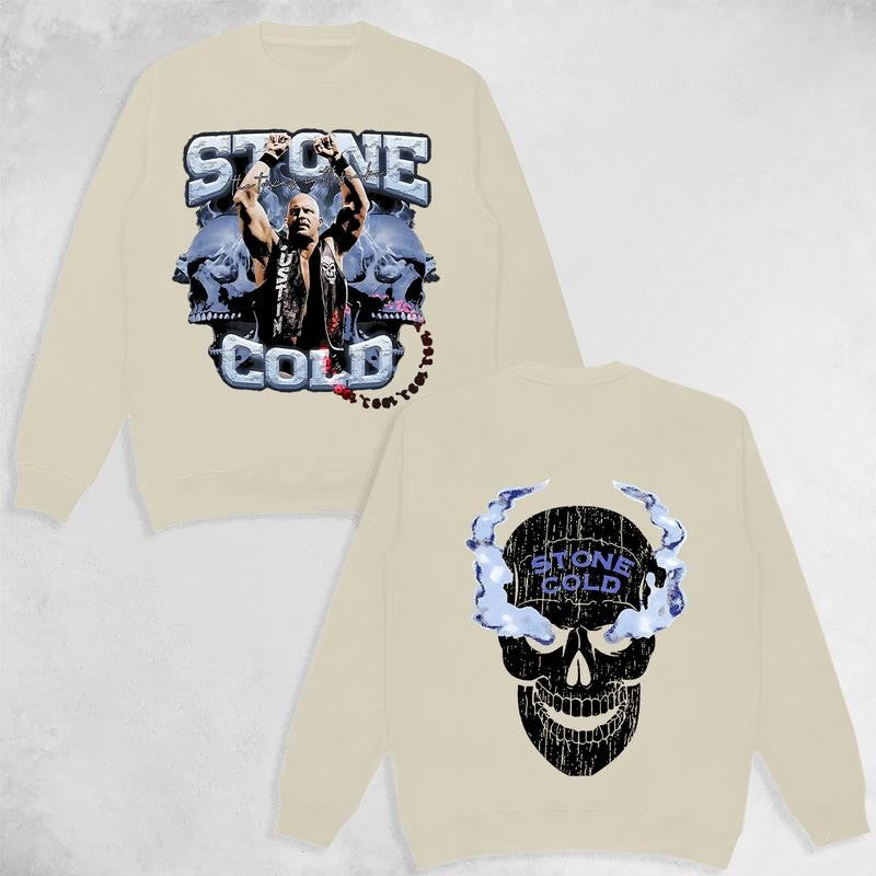 STONE COLD TEE, Wrestling Graphic Tee, WWE Shirt, Sports T-shirt, Athlete Shirt, Wrestling Gift, Fitness Tee, Crewneck Clothing Cotton Menswear