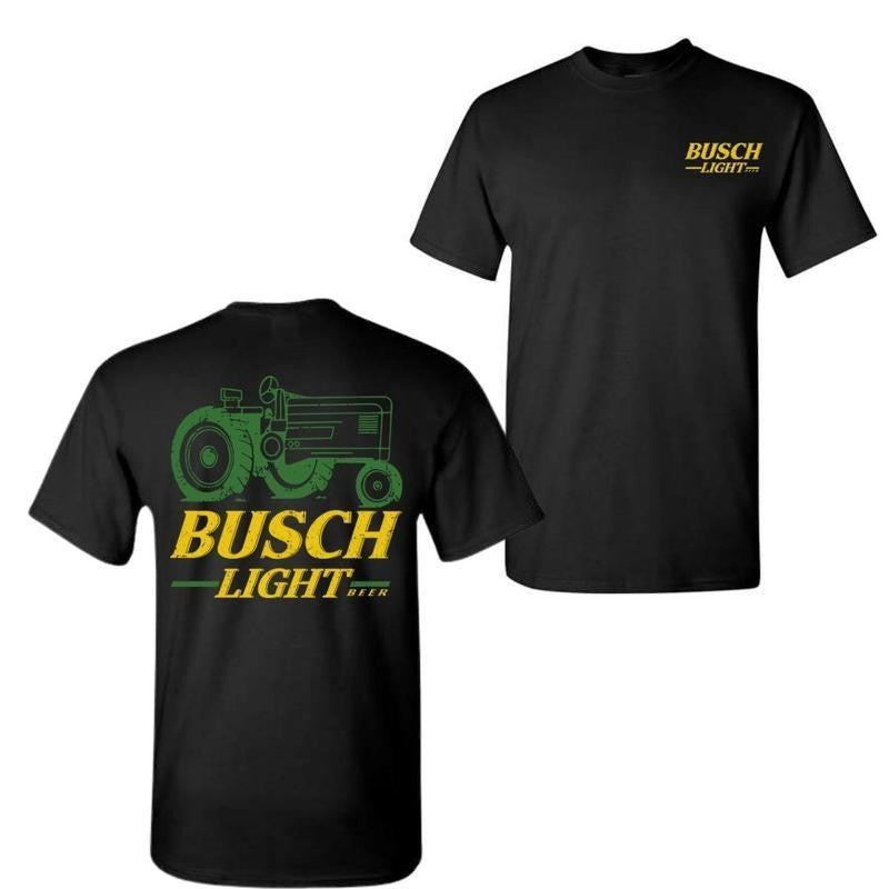 Busch Light Tractor 2-Sided T-Shirt, Labor Day, Casual Graphic Round Neck T-shirt for Summer, Beer Party Summer Shirt, Fashion Top for Daily Wear, T shirt For Men And Women