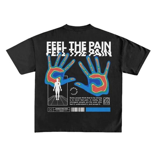 Feel The Pain Print Short Graphic Unisex Sleeve T-Shirt Casual Shortsleeve Menswear Top Stylish Underwear Man Tshirt Streetwear Tropical