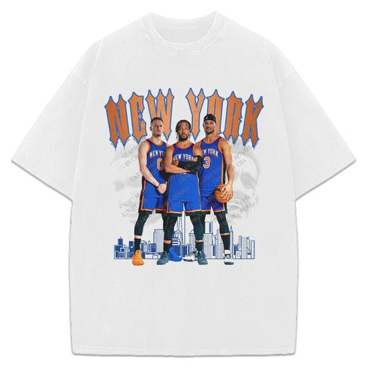 New York Jalen Brunson Josh Hart Donte DiVincenzo Crying Embiid Trae Young Custom Graphic T-Shirt Crewneck Cotton