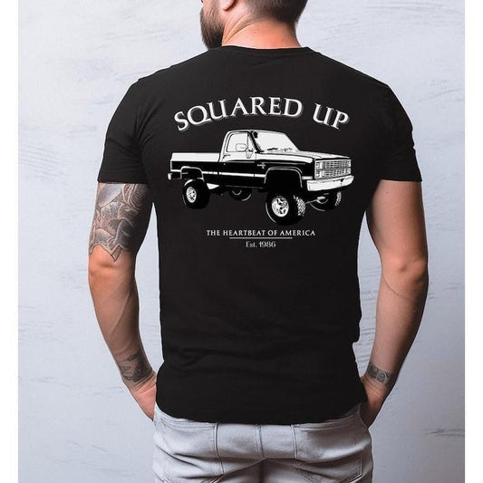 Vibe 2 Sides Squared Up 1986 Chevy Silverado Men's Cotton Tee, Old School Chevy Tee Gift For Him, Unisex Classic Menswear