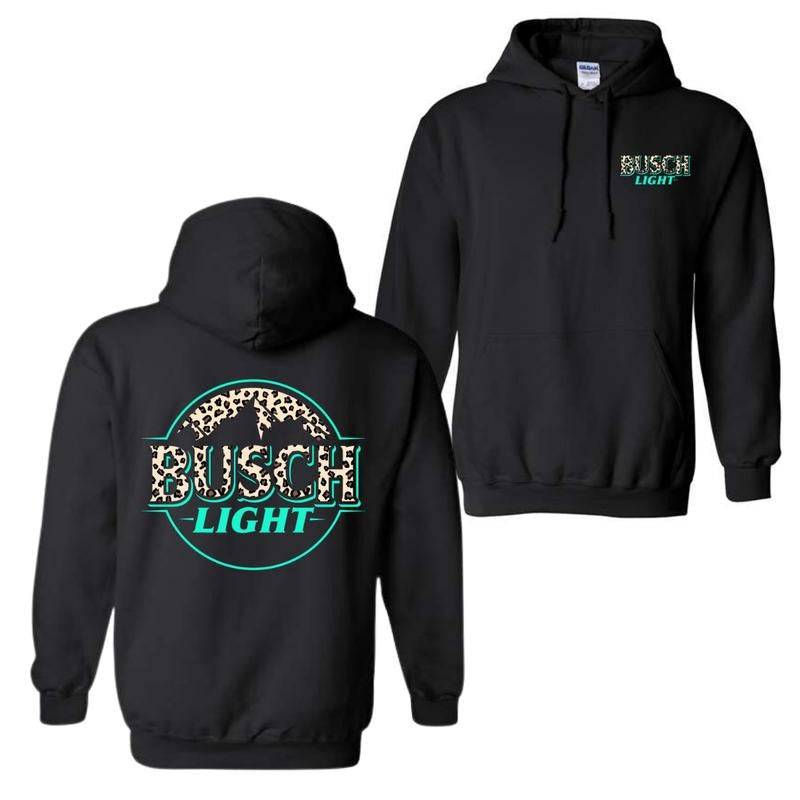 Busch Light Hoodie - Wild Leopard Print Design Featuring Bold Busch Logo, Perfect for Animal Print Lovers and Beer Enthusiasts, Unisex Hoodie