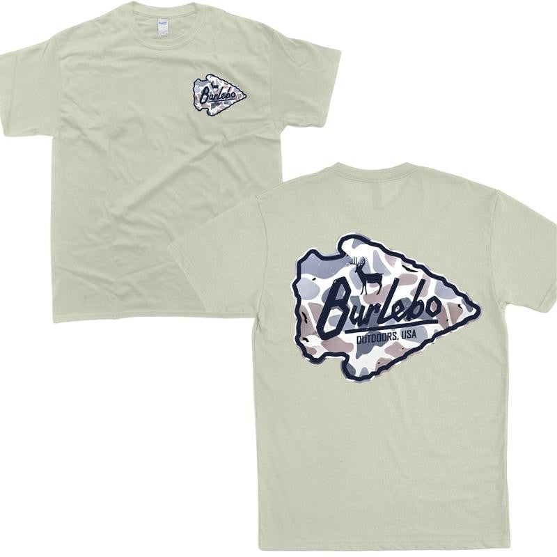 Burlebo Deer Camo Arrowhead T-Shirt Deer Hunting T-Shirt/ Hoodie, Shirt Man woman, Vintage Shirt, Fan Gift Cotton