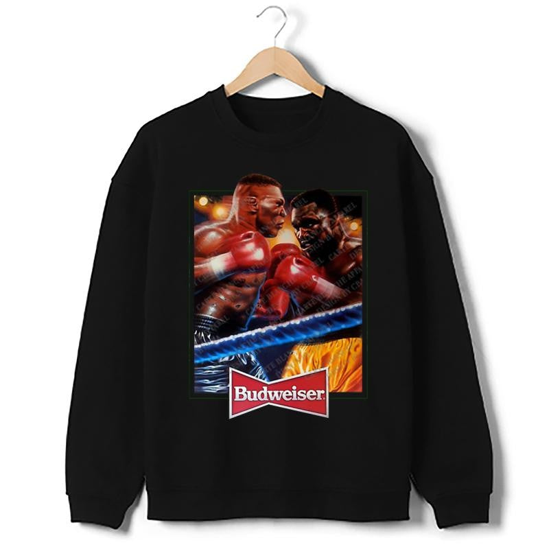 Mike Tyson VS Evander Holyfield Vintage Graphic Ad Retro Custom Graphic T-Shirt Crewneck Cotton