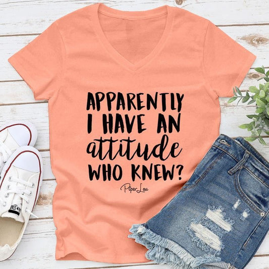 Apparently I Have An Attitude Apparel, Proudly Printed In The USA, Tee / Tank / V Neck Gray / White / Blue / Hot Pink, #sassy #cute #blackprint