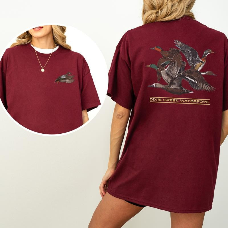 Graphic Busch Light Outdoors 2 Sided Shirt, Duck Hunting T-shirt, Comfort Clothing, Cotton Fabric Tshirt, Printed Women's Top, Casual Womenswear, Drink Shirt