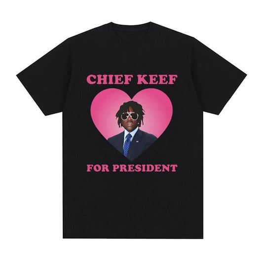 Rapper Chief Keef for President T Shirt Men Fashion Casual Short Sleeve T-shirt Aesthetic Vintage Oversized T-shirts Streetwear