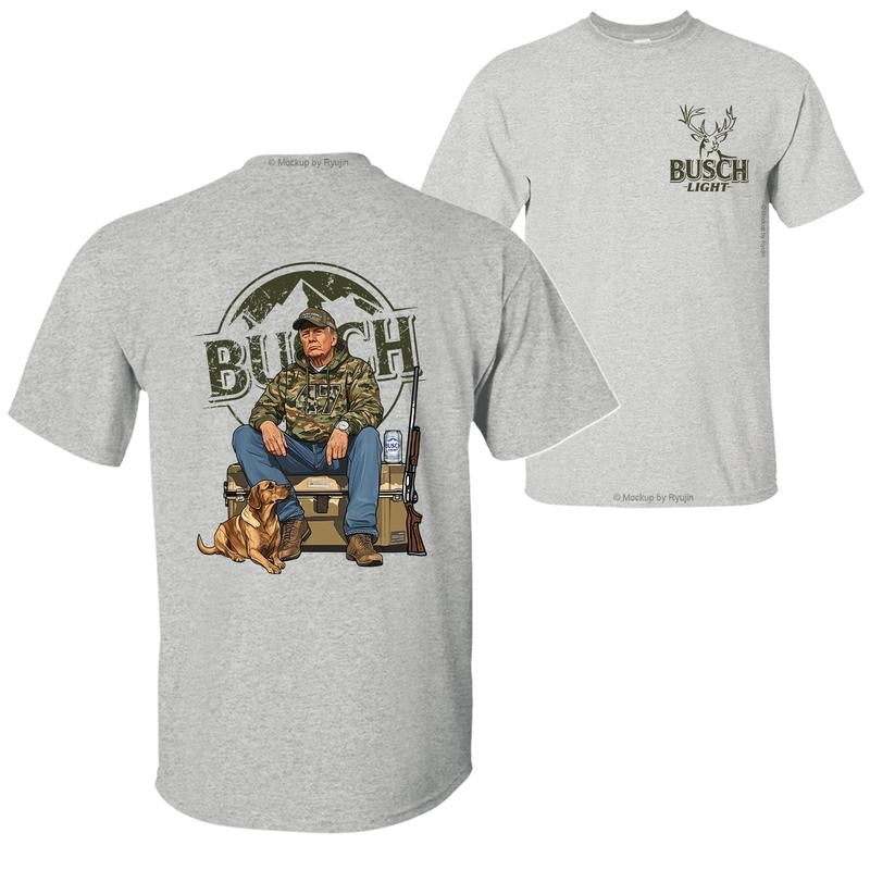 Busch Light Camo Trump Hunting T-Shirt, Trump Won 47th President Election 2 Sided Graphic Printed Unisex Classic Cotton T-shirt
