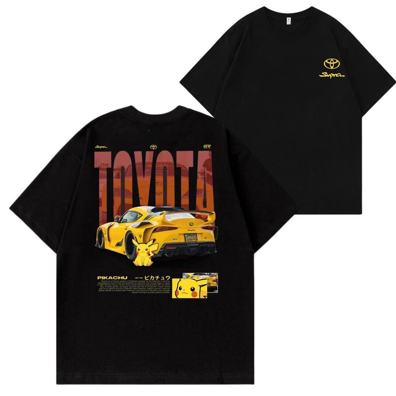 Yellow Toyotaa Supra x PlKA T-shirt, Car Enthusiast Shirt, Car Clothing, Classic Car Shirt, Anime Shirt