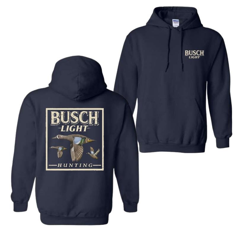 Dark 2-Sided Busch Light Hunting Camo Duck Hoodie, Unisex Hoodie, Many Color Printed Shirt, For Men and Women, Cotton Menswear Hoodie, Hoodie Tops