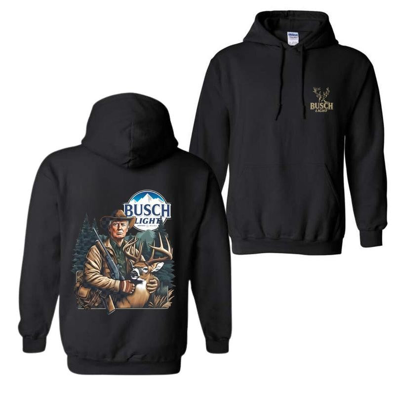 Busch Light Hunting Hoodie, Sweatshirt, T-shirt - Hunter with Deer Graphic Hoodie for Outdoor Enthusiasts, Perfect for Nature Lovers Menswear