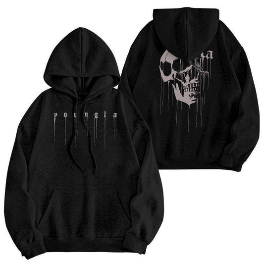Swear Drippy Skull Hoodie Double Side Crewneck 50/50 Cotton/ polyester Casual Unisex T-Shirt with Trendy Design for Any Occasion - Retro, Fashion