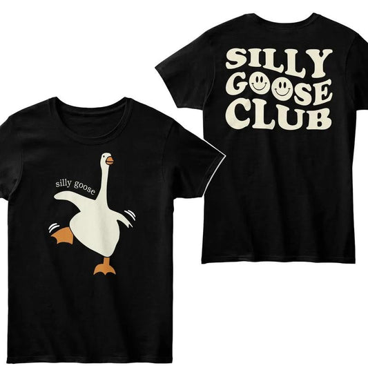 Silly Goose Club Tshirt, Funny Goose Meme Shirt, Full Color, For Women, T-shirt For Her, Gift For Women, Women's Top, Casual, Fit, Womenswear, Fashion, Underwear, Classic, Cotton Collar. Comfort Embroidered Love Printed