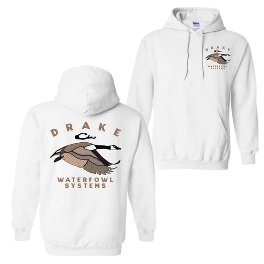 Drake Waterfowl Systems Hoodie - Classic Black Pullover with Bold Duck Design, Cozy Unisex Sweatshirt for Waterfowl and Outdoor Enthusiasts