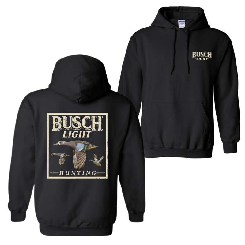 Dark 2-Sided Busch Light Hunting Camo Duck Hoodie, Unisex Hoodie, Many Color Printed Shirt, For Men and Women, Cotton Menswear Hoodie, Hoodie Tops