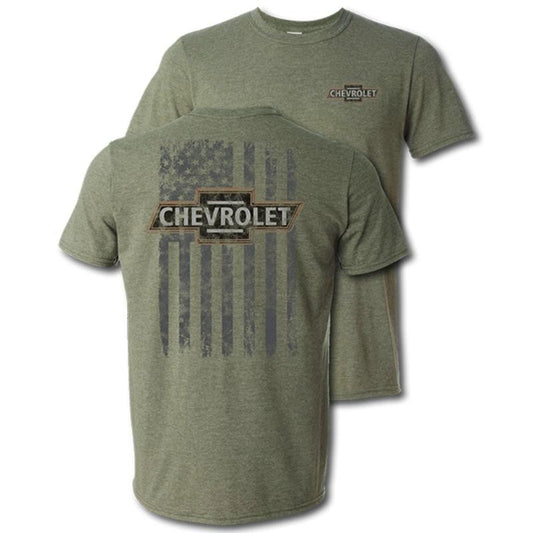 Chevrolet Heritage American Flag Heather Military Green T-shirt, Casual Yet Chic, Fashion Selections For All, For Everyone, Classic Cotton, Unisex