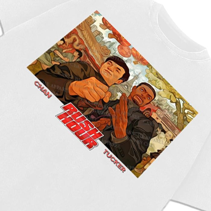 Rush Hour T-Shirt Jackie Chan Chris Tucker Classic Movie Graphic Tee Crewneck Cotton