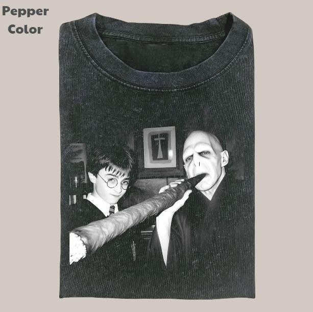Harry Potter Vintage Graphic Tee, Harry Voldemort Big Cigarette T-Shirt, Movies Tee, Unisex Meme Cringe Funny Dumb Shirt, Menswear Womenswear Streetwear