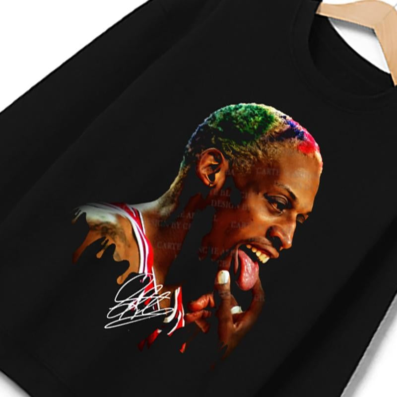 Dennis Tongue Out Hollywood 90's Vintage Design T-Shirt Cotton Menswear Top Basketball