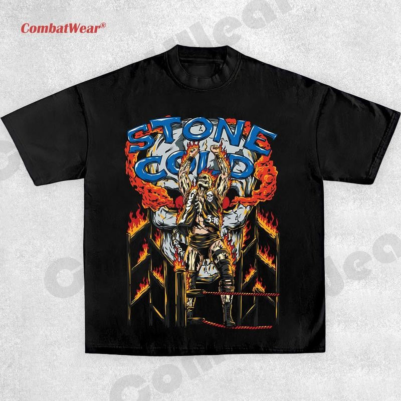 STONE COLD-SKELETON TEE , Wrestling Tee, Wrestling Graphic Tee, Wrestler Shirt, Sports Shirt, Vintage Wresting Shirt, Wrestling Gift Crewneck Clothing