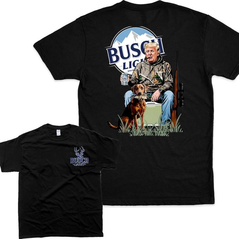 [ Sale Up To 65% ] Hunter Trum With Busch Light 2 Siders Hoodie T-Shirt /Sweatshirt/ Hoodie, Shirt Man woman, Vintage Shirt, Fan Gift Cotton