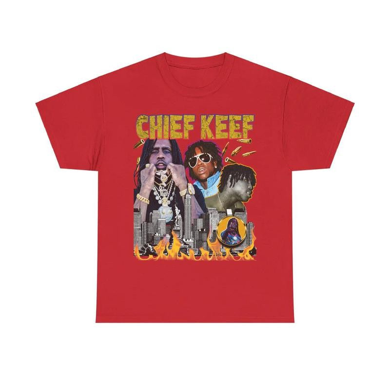 Chief Keef Graphic Tee Print Short Sleeve T-Shirt Streetwear Casual