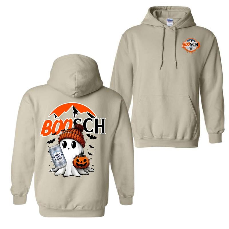 Boosch Light Cute Boo Ghost Halloween 2 Sided Unisex T-shirt Sweatshirt Hoodie for Men and Women, Halloween Cute Ghost Trendy Hoodie Casual Classic