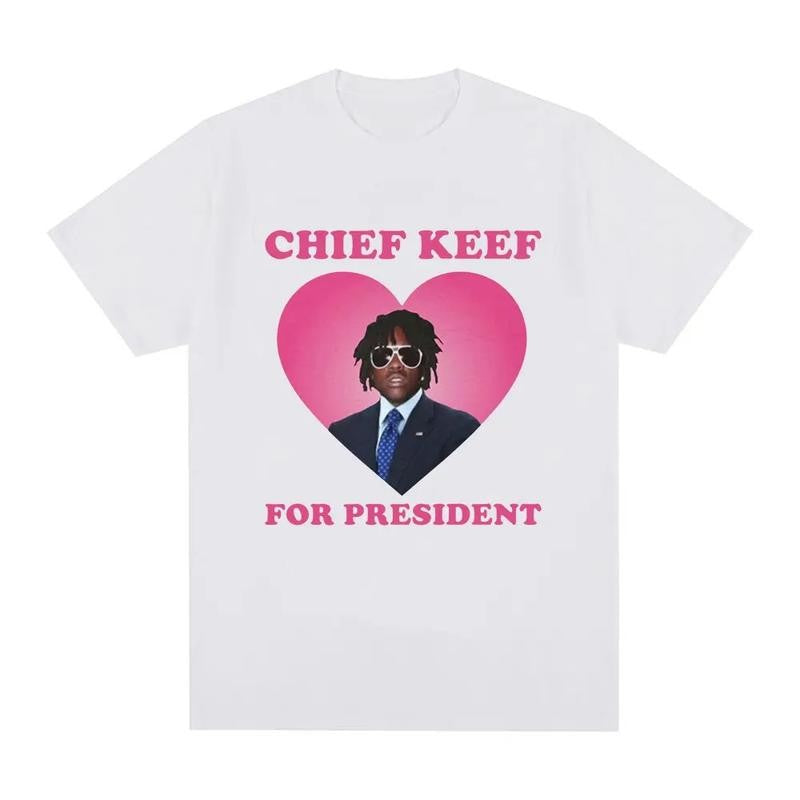 Rapper Chief Keef for President T Shirt Men Fashion Casual Short Sleeve T-shirt Aesthetic Vintage T-shirts Streetwear