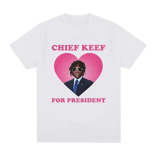 Rapper Chief Keef for President T Shirt Men Fashion Casual Short Sleeve T-shirt Aesthetic Vintage T-shirts Streetwear