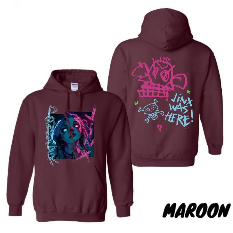 Arcane-Jinx Hoodie/T-Shirt Harajuku Legend of League Shirt/Hoodie, Unisex for Man and Women, 100% Cotton, LOL Tee