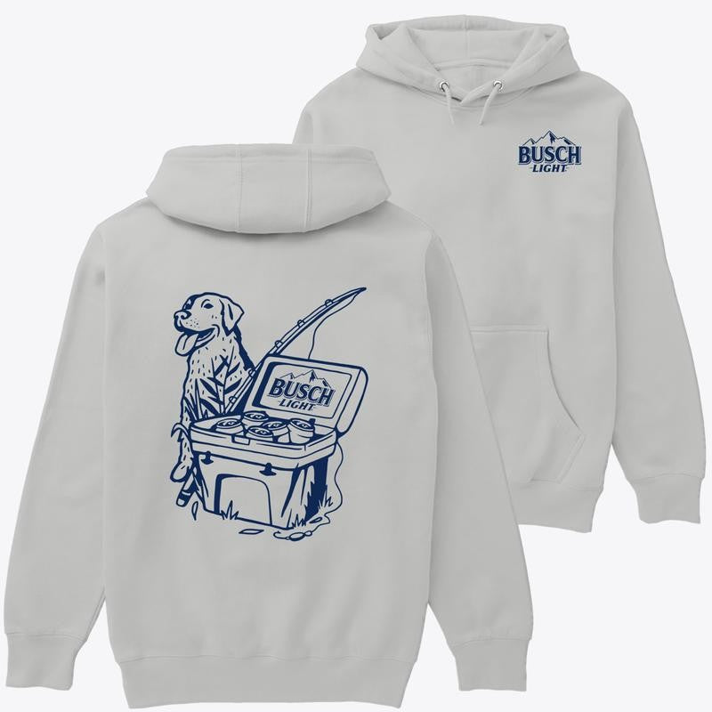 Unisex Hoodie - Busch Light Dog, Busch Light Fishing Scene with Dog Shirt Menswear Day Love Personalized
