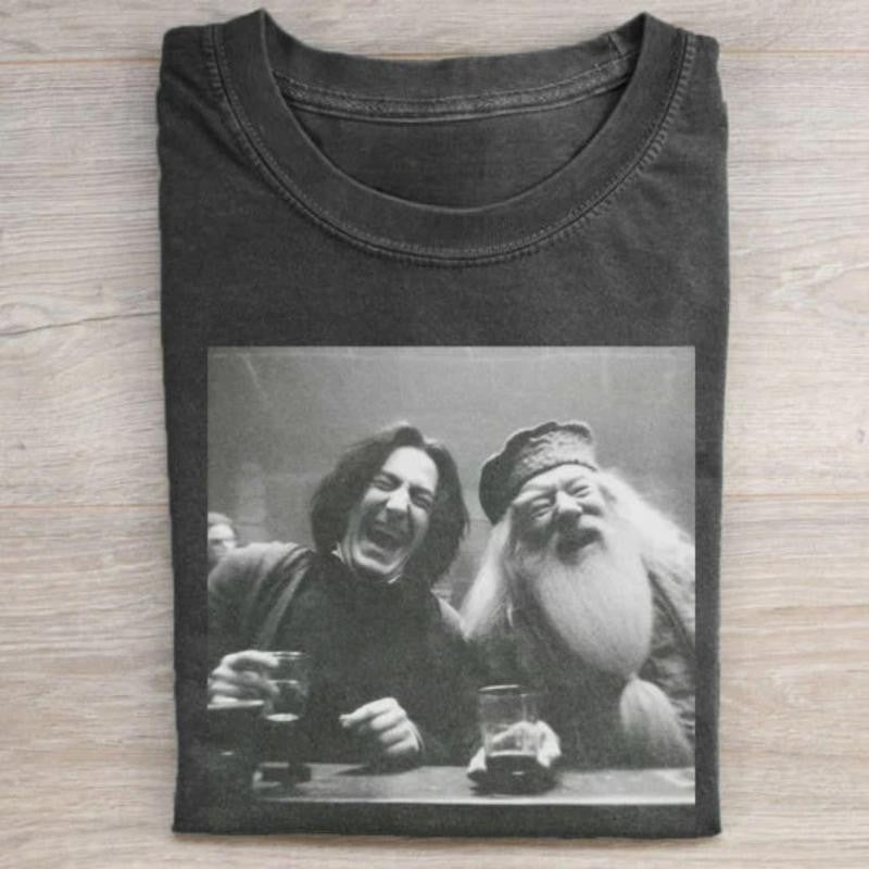 Vintage Severus Snape and Albus Dumbledore Laughing Graphic Tee - Harry Potter Movie Tshirt - Funny Shirt - Menswear, Top