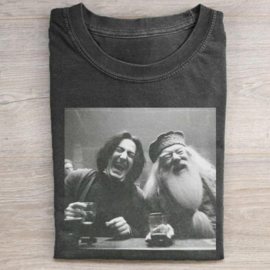 Vintage Severus Snape and Albus Dumbledore Laughing Graphic Tee - Harry Potter Movie Tshirt - Funny Shirt - Menswear, Top