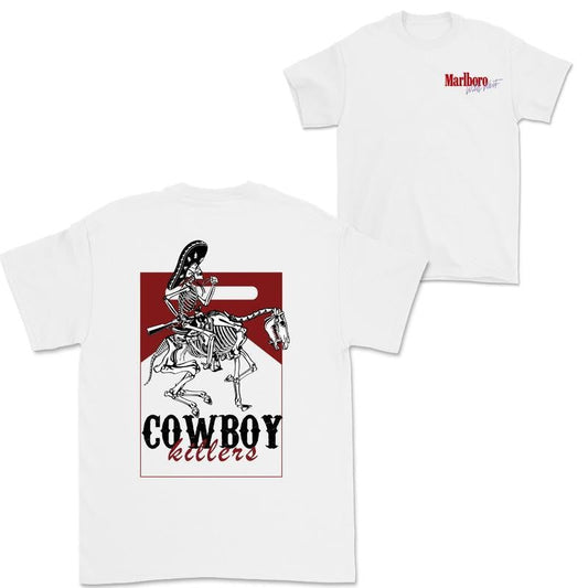 BEER, Halloween, Vintage Marlboro Cowboy Wild West Shirt, Country Music, Fashion Top for Daily Wear, Classic Cotton Unisex, High-Quality Printing, All Seasons, Casual Fitted, For Men And Women