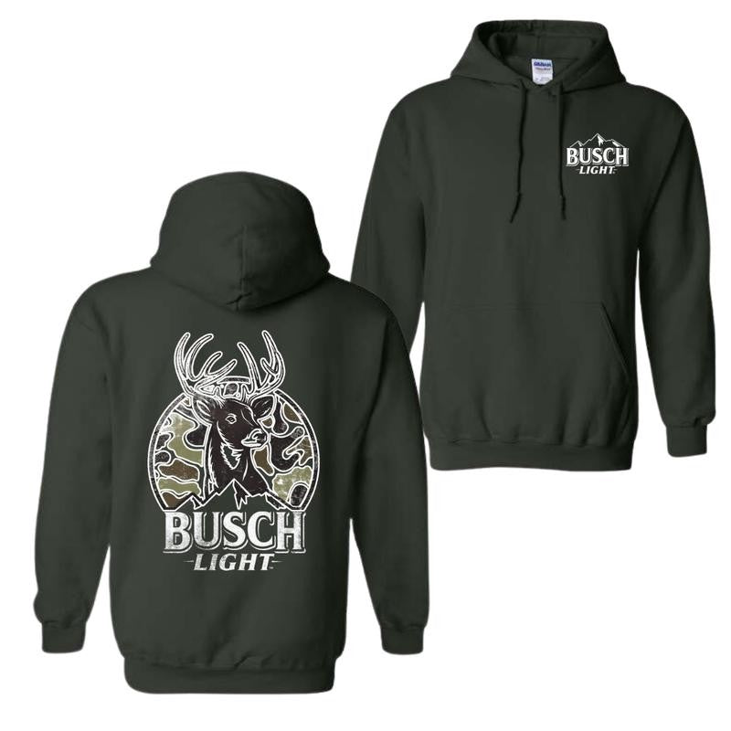 Busch Light Can Camo Hoodie And T-shirt, 2 Siders Buck Version Hoodie, Vintage Hunting Outdoors Unisex Hoodie