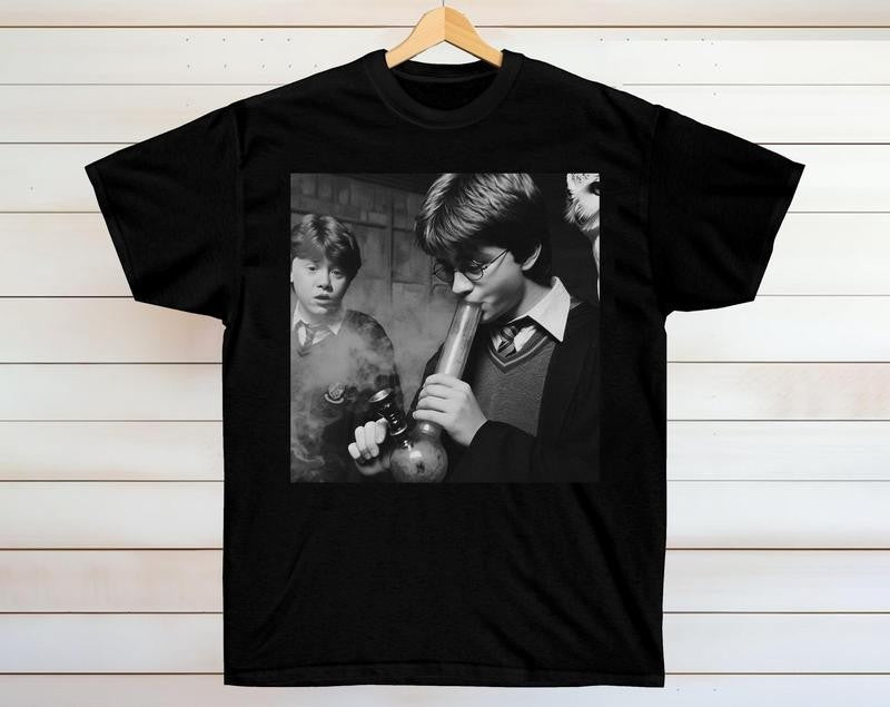 Vintage Meme 90s T-shirt, Funny Harry And Ron Smoking Shirt, Potter Tshirt Wizarding Fan Christmas Birthday Gift Potter.  T-shirt