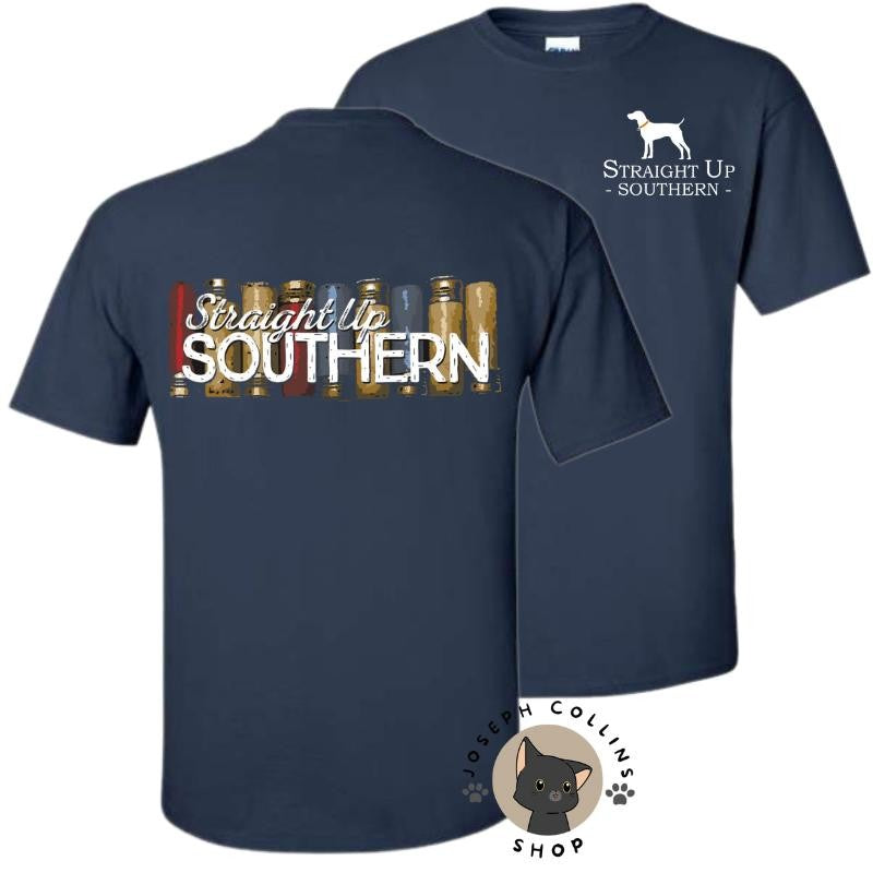 Shotgun Shells T-Shirt - by Straight Up Southern - Summer Outfits, Regular Fit Short Sleeve Crew Neck T-Shirt for Men, Casual Comfy Knitting Top for Summer