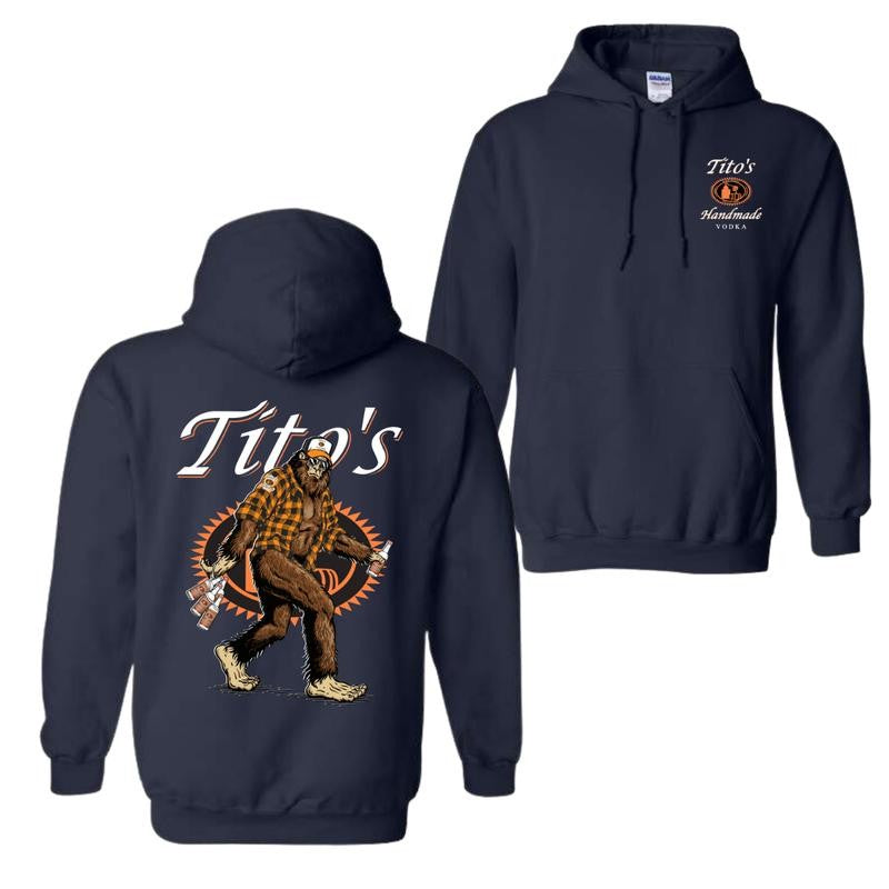 Bigfoot Tito's Vodka Hoodie and T-shirt, 2 Sided Graphic Printed Unisex Classic Cotton Hoodie for Men for Women, Menswear Tops