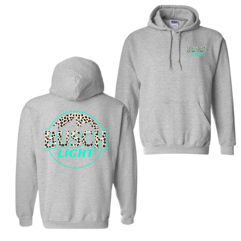 Busch Light Hoodie - Wild Leopard Print Design Featuring Bold Busch Logo, Perfect for Animal Print Lovers and Beer Enthusiasts, Unisex Hoodie