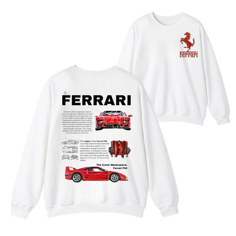 Ferrari F40 2 side T-shirt, Hoodie, Sweater, Shirt For Men, for Women, Car Enthusiast Shirt, Car Clothing Classic Cotton graphic  hoodies