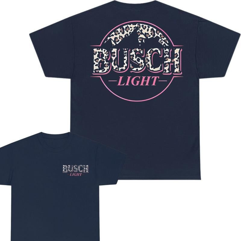 Busch Light -Beer- Busch Light Leopart Logo T-shirt 2 Side Unisex Size Range, Casual Graphic Round Neck T-shirt for Summer, Fashion Top for Daily Wear, T shirt For Men And Women
