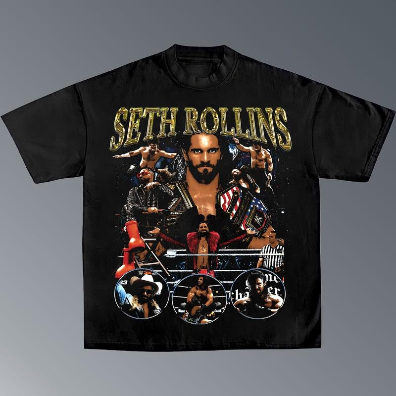 SETH ROLLINS V2 TEE, Wrestling Graphic Tee, WWE Tee, Sports T-shirt, Athlete Shirt, Wrestling Gift Streetwear Crewneck Clothing