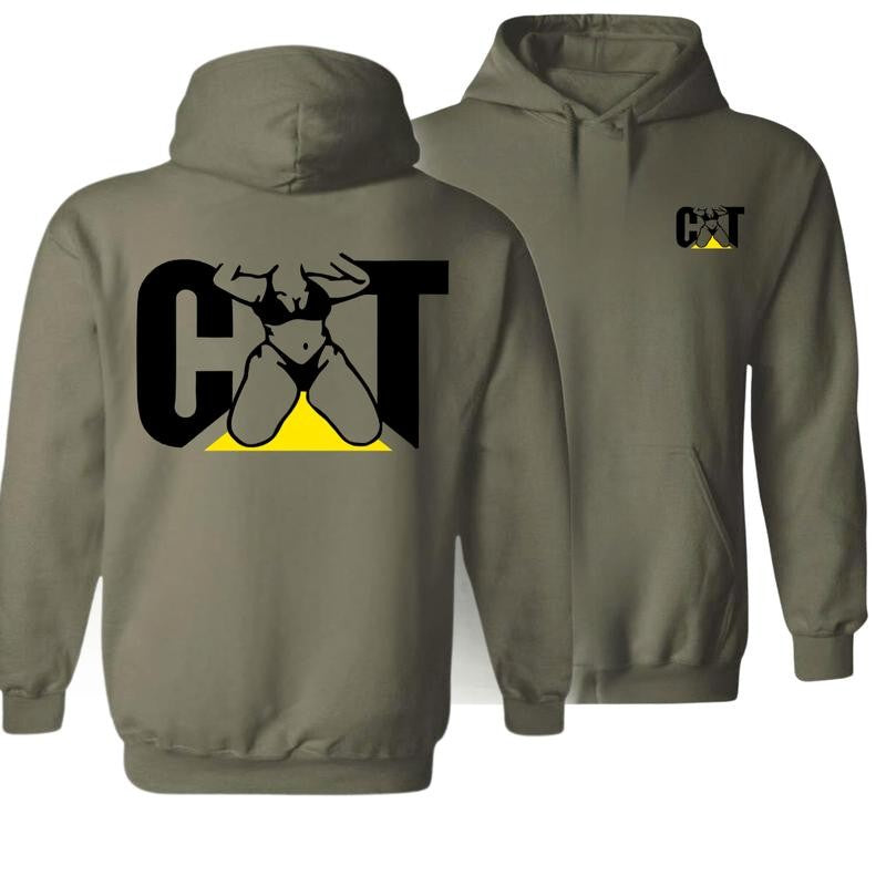 CAT With Woman 2 Side Hoodie Unisex Classic Fabric T-shirt/Hoodie, Vintage for Men and Women, Unisex Vintage Crewneck