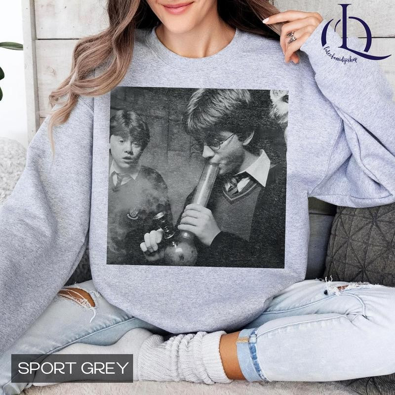 Harry and Ron Smoking  Shirt, Funny Harry And Ron Shirt, Meme 90s Vintage Shirt, Potter Tshirt, Wizarding Fan, Birthday Gift Potter