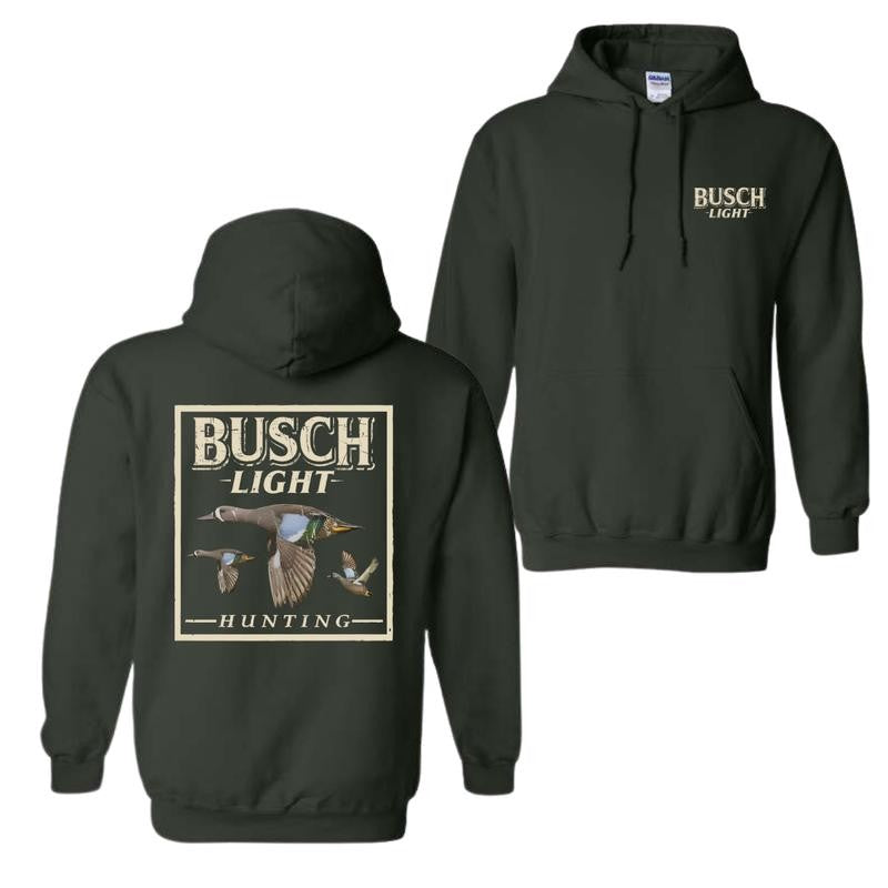 Dark 2-Sided Busch Light Hunting Camo Duck Hoodie, Unisex Hoodie, Many Color Printed Shirt, For Men and Women, Cotton Menswear Hoodie, Hoodie Tops