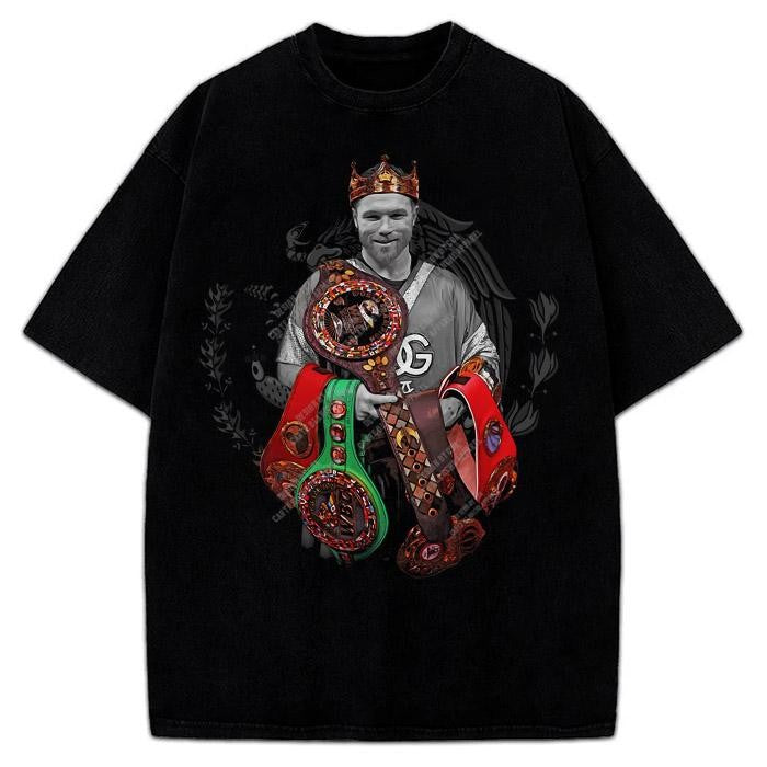 Canelo Alvarez Undisputed King Mexico Goat Saul Alvarez Boxing Vintage Style Graphic Design T-Shirt Cotton Menswear
