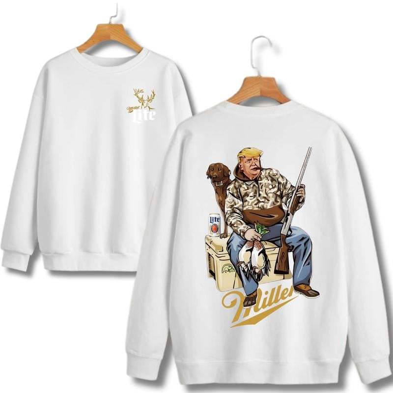 Hunter Trum With Miller Lite 2 Siders Hoodie & Sweatshirt, Unisex Sport Hoodie & Sweatshirt Fashion Crewneck Comfort