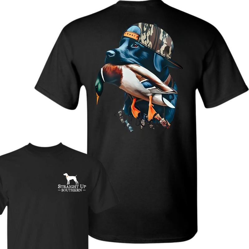 Straight Up Southern Dog Unisex T-Shirt, Graphic Dog Hunting, Retro Duck Hunt, Classic Outdoors Clothing, Full Colors, For Men, For Women